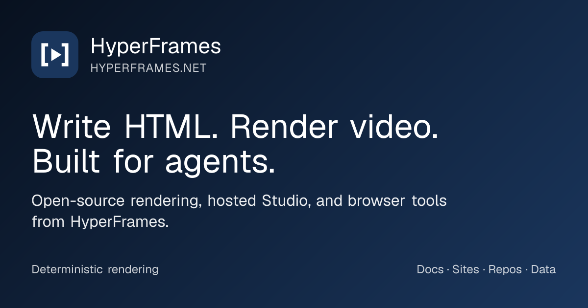 HyperFrames | Website to Video, Docs to Video, Knowledge to Video
